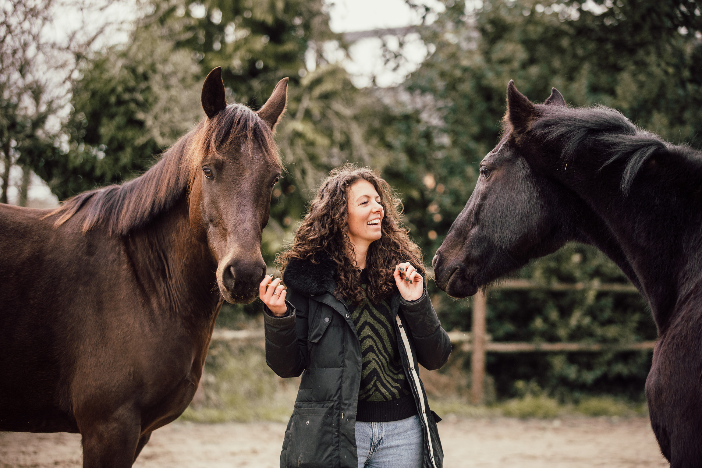 Marjo Lebbe connecting with her two horses